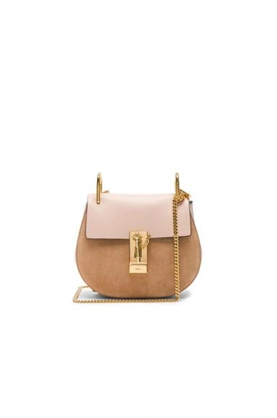 Shop Chloé Mini Drew Calfskin & Suede Shoulder Bag In Pink. In Cement Pink