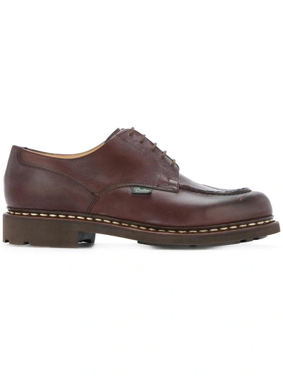 Shop Paraboot Chunky Sole Derby Shoes - Brown