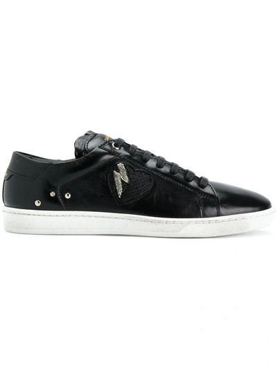Saint Laurent Beaded Lightning Heart Patch Sneakers