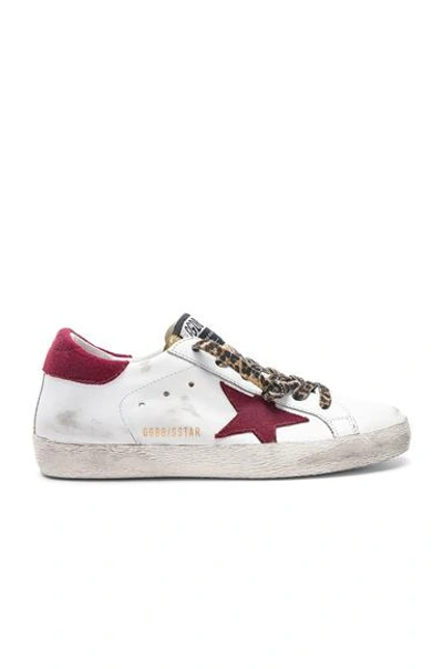 Shop Golden Goose Leather Superstar Sneakers In White, Animal Print. In White & Gold