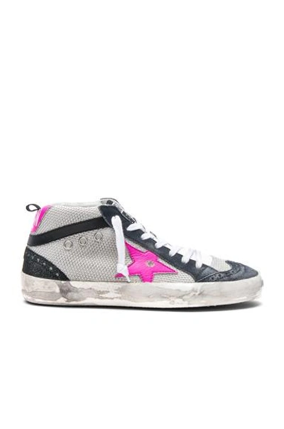 Shop Golden Goose Knit Mid Star Sneakers In Ice & Pink Fluo