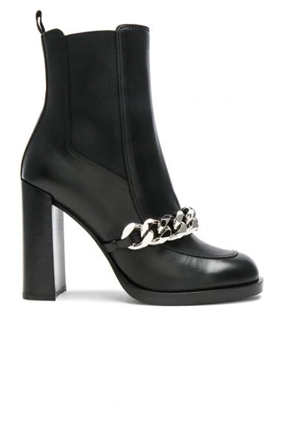 Shop Givenchy Semi Shiny Chain Leather Chelsea Boots In Black