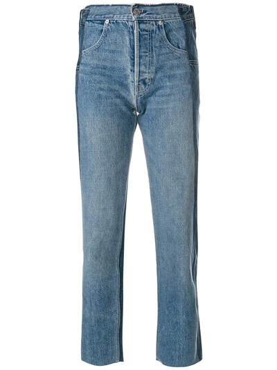 Shop Helmut Lang Dekonstruierte Cropped-jeans - Blau In Blue