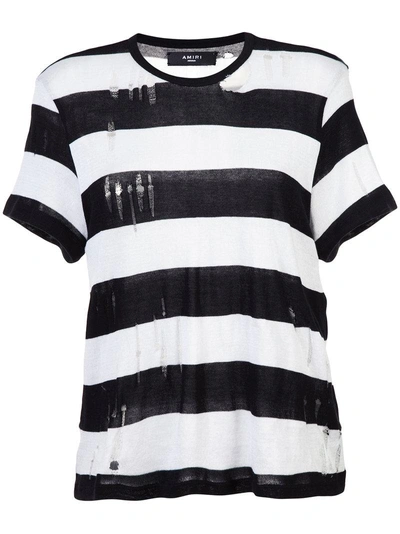 Shop Amiri Distressed Striped T-shirt