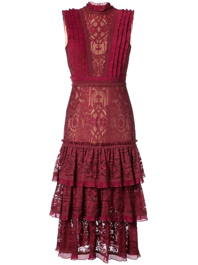 Shop Jonathan Simkhai Lace Embellished Ruffle Dress