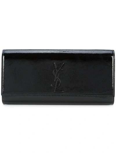 Shop Saint Laurent Smoking Logo Clutch - Black