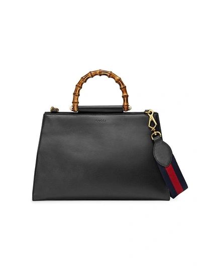 Shop Gucci Nymphaea Top Handle Bag In Black