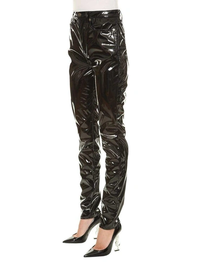 Shop Saint Laurent Vinyl Pants In Nero