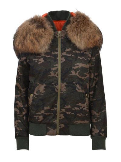 Shop Mr & Mrs Italy Fur Camo Jacket In Army