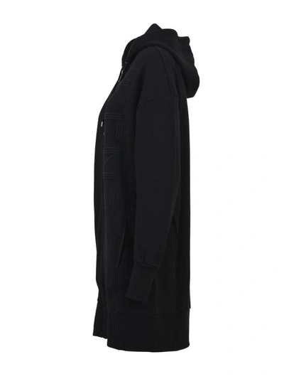 Shop Kenzo Long Logoed Hoodie In Black