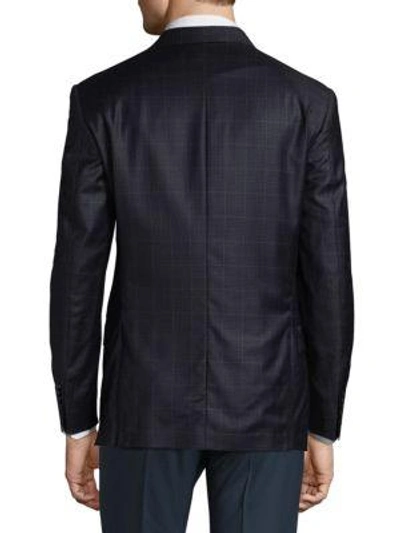 Shop Michael Kors Two-button Wool Blazer In Blue Black