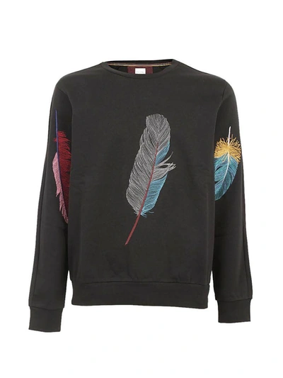 Shop Paul Smith Feather Embroidery Sweatshirt In Black