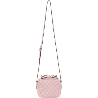 Shop Valentino Pink  Garavani Noir Rockstud Spike Camera Bag