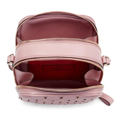 Shop Valentino Pink  Garavani Noir Rockstud Spike Camera Bag