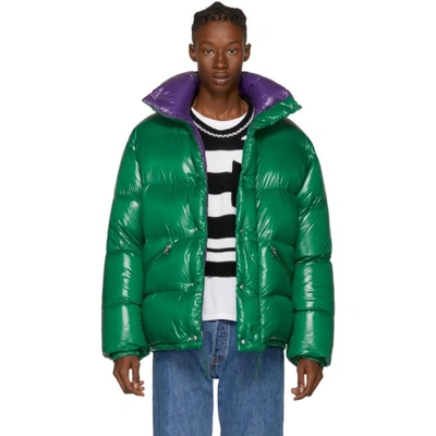 Shop Moncler Green Down Dejan Jacket