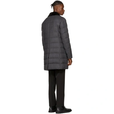 Shop Moncler Grey Shearling & Down Coat