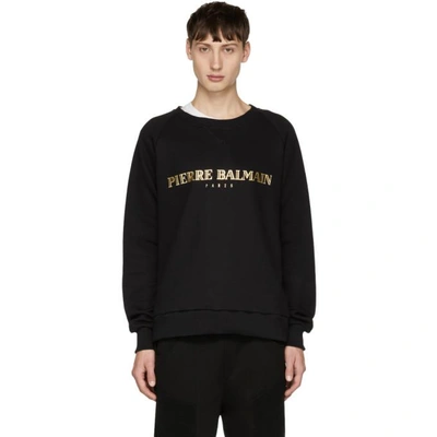 Shop Pierre Balmain Black Logo Sweatshirt In 905 Black