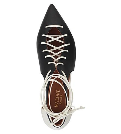 Shop Malone Souliers Montana Leather Pointed-toe Flats In Blk/white