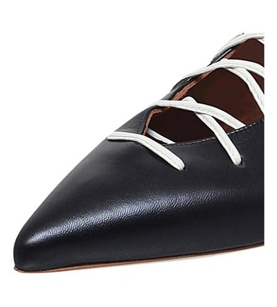 Shop Malone Souliers Montana Leather Pointed-toe Flats In Blk/white