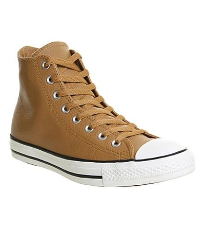 Shop Converse All Star High-top Leather Trainers In Raw Sugar