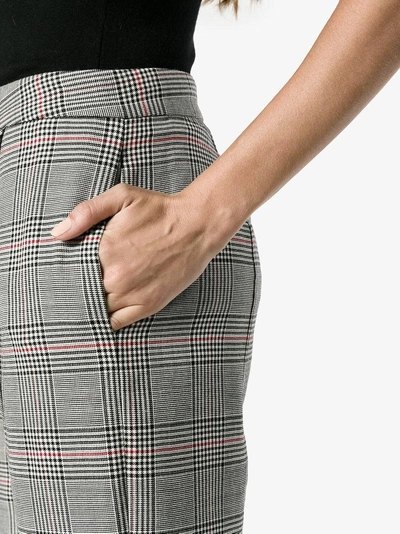 Shop Rosie Assoulin Ruffle Hem Check Trousers In Grey