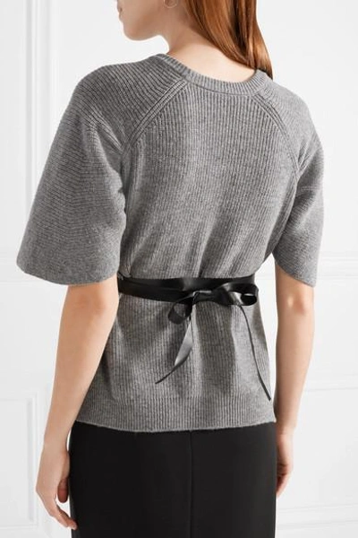 Shop Red Valentino Belted Wool Sweater In Gray