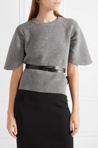 Shop Red Valentino Belted Wool Sweater In Gray