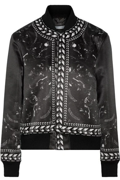 Shop Givenchy Panther Printed Duchesse-satin Bomber Jacket In Black