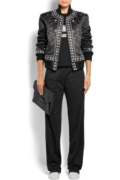 Shop Givenchy Panther Printed Duchesse-satin Bomber Jacket In Black