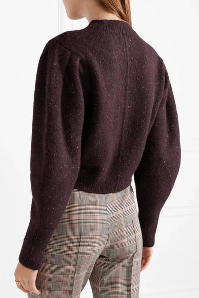 Shop Isabel Marant Elaya Cropped Knitted Sweater In Burgundy