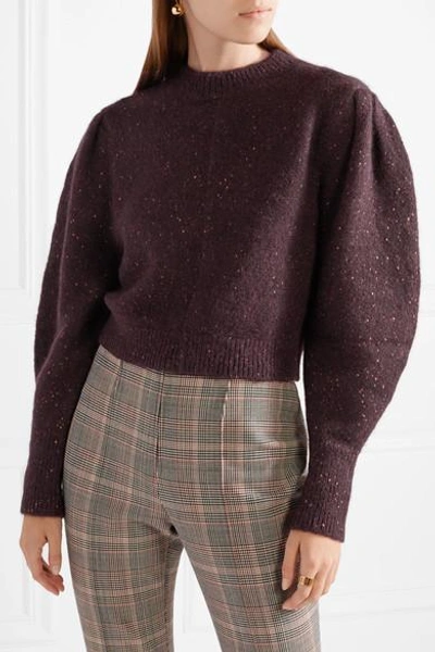 Shop Isabel Marant Elaya Cropped Knitted Sweater In Burgundy