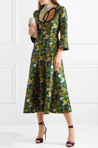 Shop Erdem Geneva Cutout Pleated Jacquard Midi Dress