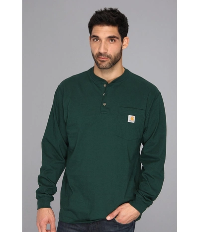 Carhartt - Workwear Pocket L/s Henley (hunter Green) Men's Long Sleeve Pullover