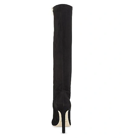 Shop Jimmy Choo Desiree 100 Suede Knee-high Boots In Black
