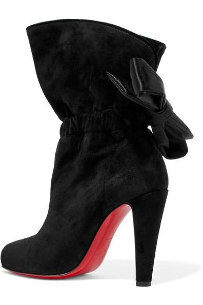 Shop Christian Louboutin Kristofa 100 Bow-embellished Suede Ankle Boots In Black