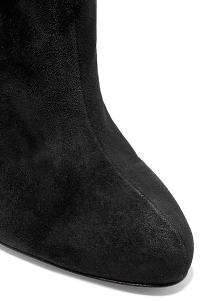 Shop Christian Louboutin Kristofa 100 Bow-embellished Suede Ankle Boots In Black