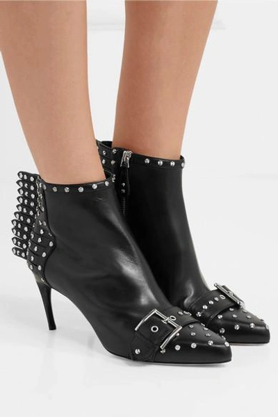 Shop Alexander Mcqueen Studded Leather Ankle Boots