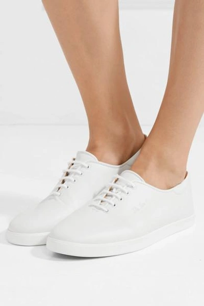 Shop The Row Dean Embroidered Leather Sneakers In White
