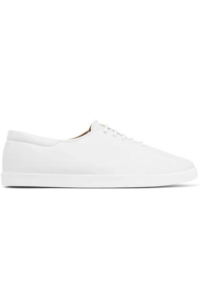 Shop The Row Dean Embroidered Leather Sneakers In White