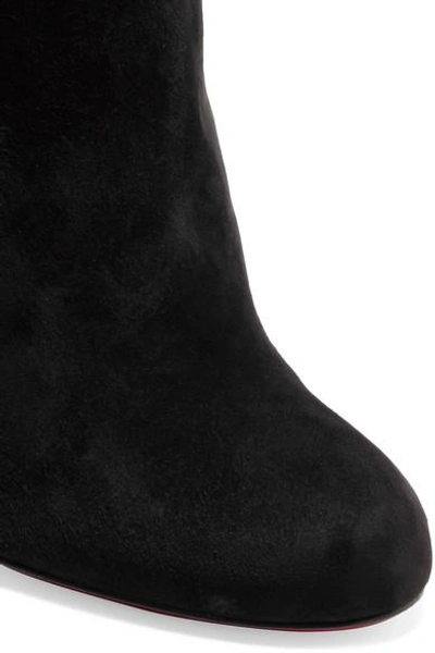Shop Christian Louboutin Galobella 100 Embellished Suede Ankle Boots
