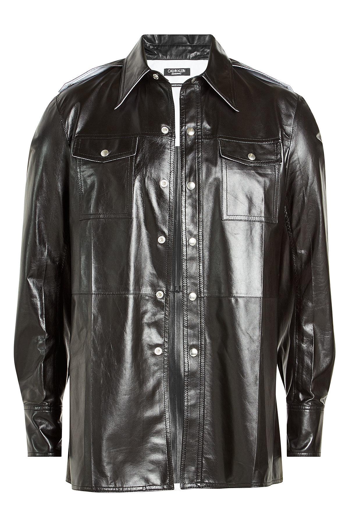 calvin klein leather shirt