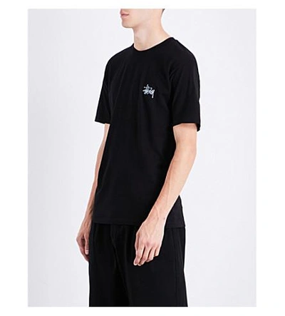 Shop Stussy Basic Cotton-jersey T-shirt In Black