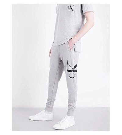 Shop Calvin Klein Haro True Icon Logo-detail Cotton-jersey Track Pants In Light Grey Heather