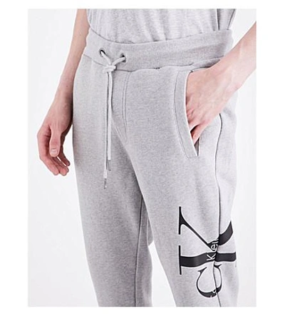Shop Calvin Klein Haro True Icon Logo-detail Cotton-jersey Track Pants In Light Grey Heather