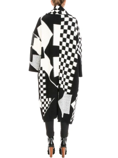 Shop Stella Mccartney Check Volume Knitted Coat In White