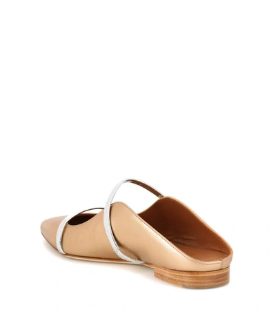 Shop Malone Souliers Maureen Metallic Leather Slippers In Pink