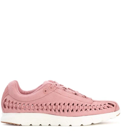 Shop Nike Mayfly Woven Faux-suede Sneakers In Redsta