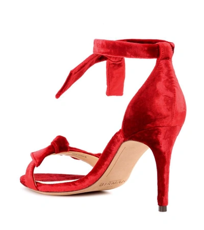 Shop Alexandre Birman New Clarita Midi Velvet Sandals In Red