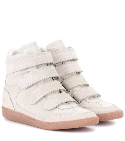 Shop Isabel Marant Bilsy Leather High-top Sneakers In Ecru