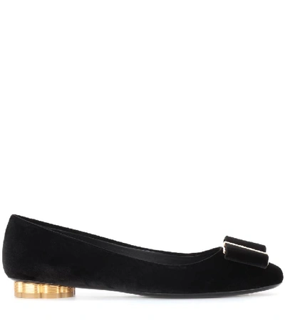 Shop Ferragamo Velvet Ballerinas In Black